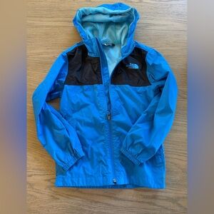 The North Face Vibrant Blue and Black rain coat size 7/8